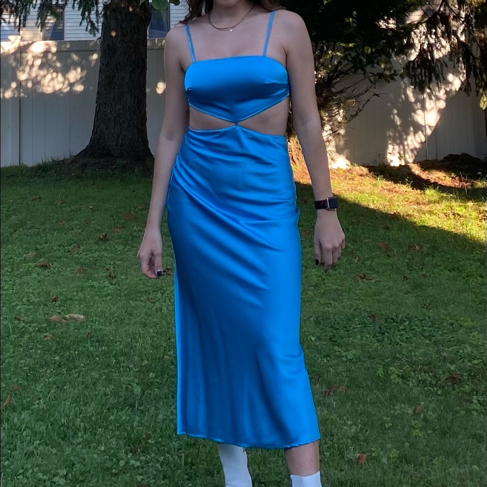 Peppermayo Clumsy love blue midi dress